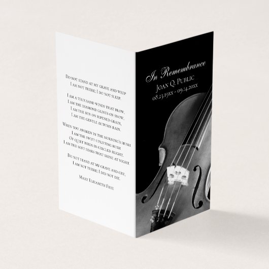 Beerdigungsgebet für Violinmusiker Visitenkarten (Vorderseite)