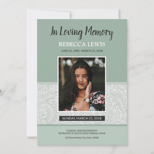 Beerdigungskarte (Vorderseite)