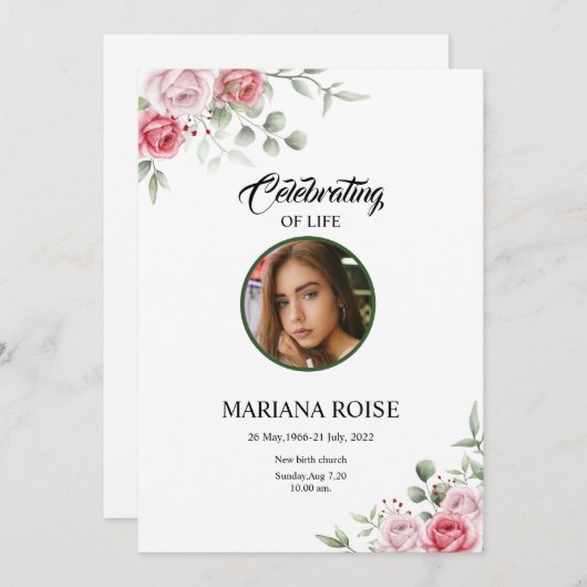 Beerdigungskarte Ankündigung (Vorne/Hinten)