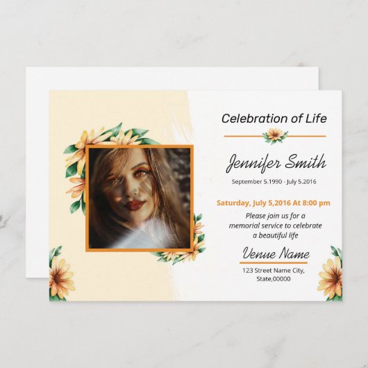 Beerdigungskarte Ankündigung (Vorne/Hinten)