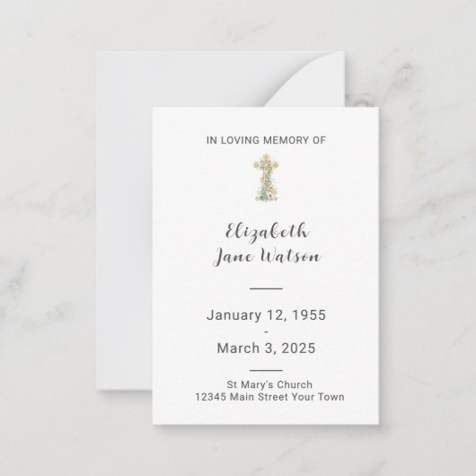 Beerdigungskarte Blumenkreuz Mitteilungskarte (Vorderseite)