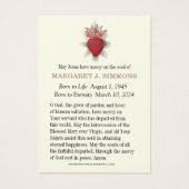 Beerdigungskarte des katholischen Beileids (Rückseite)