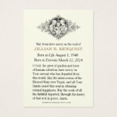 Beerdigungskarte des katholischen Beileids (Rückseite)