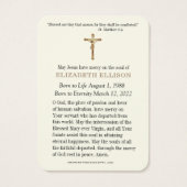 Beerdigungskarte des katholischen Beileids (Rückseite)