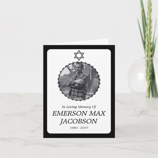 Beerdigungskarte : eleganter Stern des Davids Ankündigung (Vorderseite)