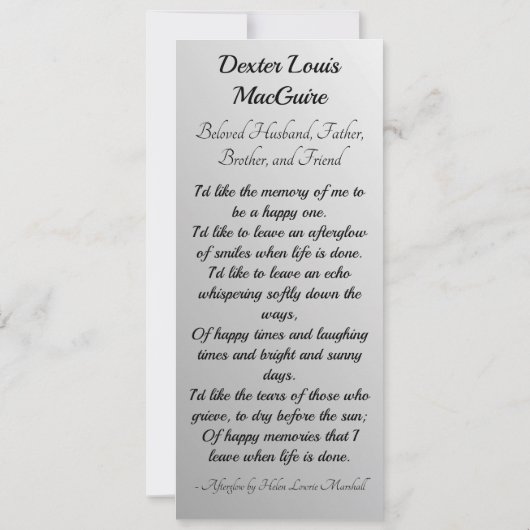 Beerdigungskarte | Eternal Einladung (Rückseite)