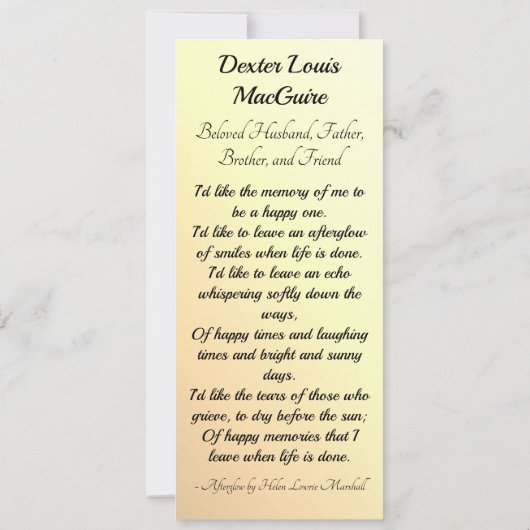 Beerdigungskarte | Eternal Einladung (Rückseite)