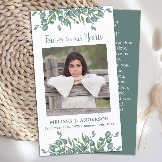 Beerdigungskarte Eukalyptus Beileid Foto Telefonnummerkarte