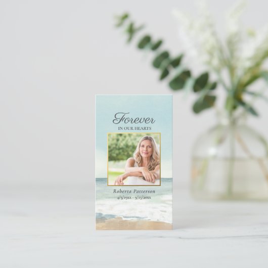 Beerdigungskarte für das Beach Ocean Foto Visitenkarte (Stehend Vorderseite)