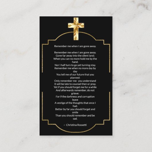 Beerdigungskarte für das elegante Memorial Foto Visitenkarte (Rückseite)