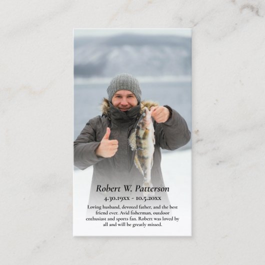 Beerdigungskarte für das Foto Fisherman Visitenkarte (Vorderseite)