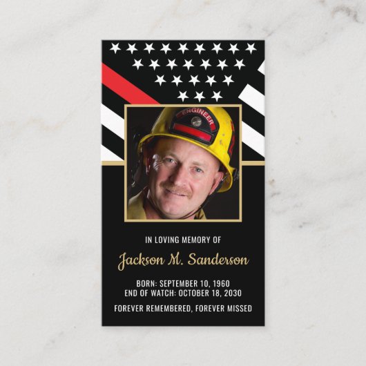 Beerdigungskarte für Feuerwehrleute Foto Telefonnummerkarte (Vorderseite)