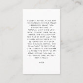 Beerdigungskarte für Feuerwehrleute, Patriotisches Telefonnummerkarte (Rückseite)