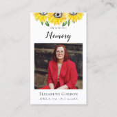 Beerdigungskarte für Sonnenblumen Visitenkarte (Vorderseite)