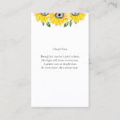 Beerdigungskarte für Sonnenblumen Visitenkarte (Rückseite)