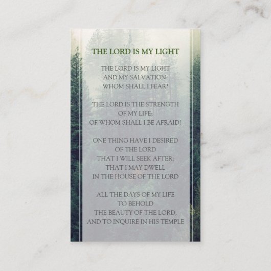 Beerdigungskarte für Wälder, Gedenkgebet-Karte Visitenkarte (Rückseite)