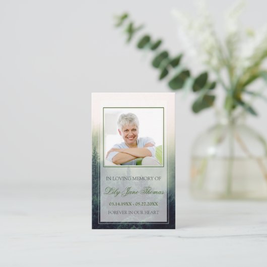 Beerdigungskarte für Wälder, Gedenkgebet-Karte Visitenkarte (Stehend Vorderseite)