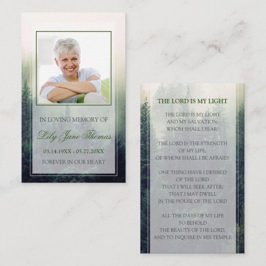 Beerdigungskarte für Wälder, Gedenkgebet-Karte Visitenkarte (Vorne/Hinten)