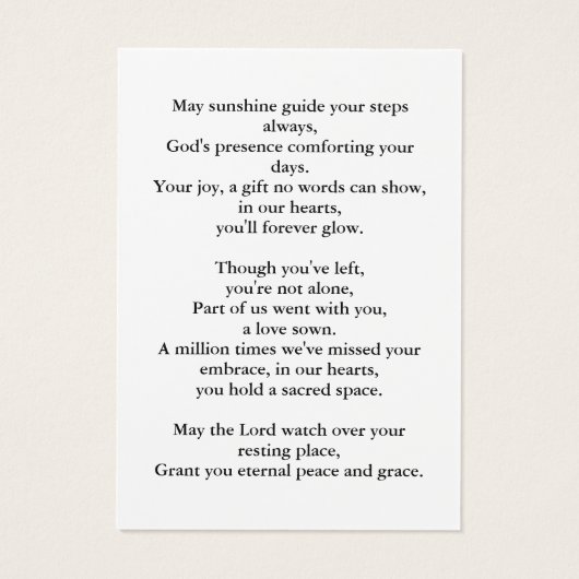 Beerdigungskarte für Wasserfarben (Rückseite)