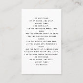 Beerdigungskarte für Weißer Foto Visitenkarte (Rückseite)