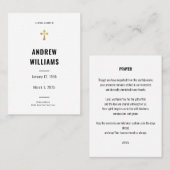 Beerdigungskarte Schwarz-Weiß Visitenkarte (Vorne/Hinten)