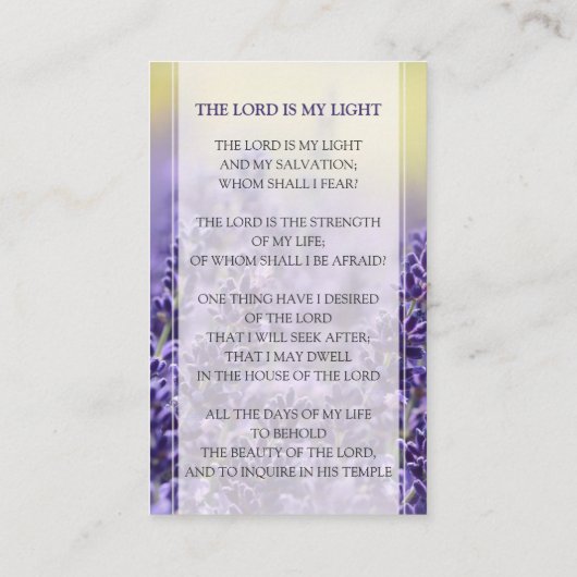 Beerdigungskarten des Lavendels | In Love Memory Visitenkarte (Rückseite)