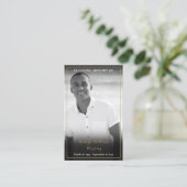 Beerdigungskarten für Schwarz-weißes Foto Visitenkarte (Stehend Vorderseite)