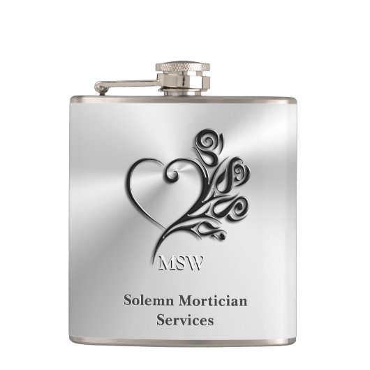 Beerdigungsleistungen, Herz und Rose Flachmann (Vorderseite)