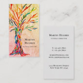 Beerdigungsleiter Baum des Lebens Beige Visitenkarte (Vorne/Hinten)