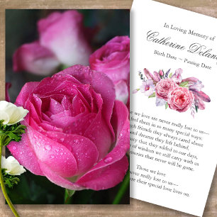 Beerdigungslose Rose Bud Gebet Sympathiekarten Visitenkarte