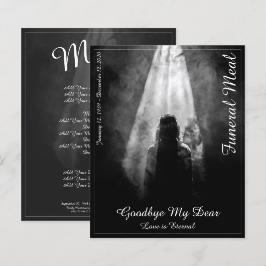 Beerdigungsmenü Karte ins Licht (Vorne/Hinten)