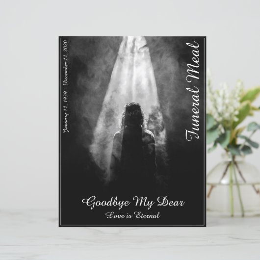 Beerdigungsmenü Karte ins Licht (Stehend Vorderseite)