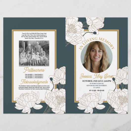 Beerdigungsorden des Lebenslebens Blumengrün Flyer (Vorne)