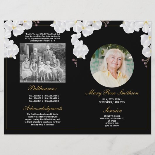 Beerdigungsorden des Lebenslebens Dunkler Orchid Flyer (Vorne)