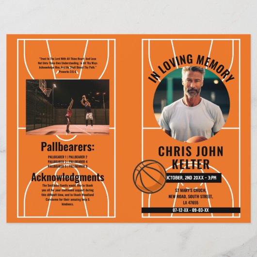 Beerdigungsorden Lebensbasketball - Obituary Flyer (Vorne)