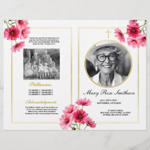 Beerdigungsorden Lebenskosmos Rosa Blume Flyer