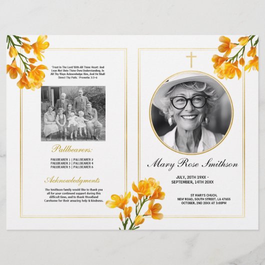 Beerdigungsorden von Service Life Freesia Floral Flyer (Vorne)