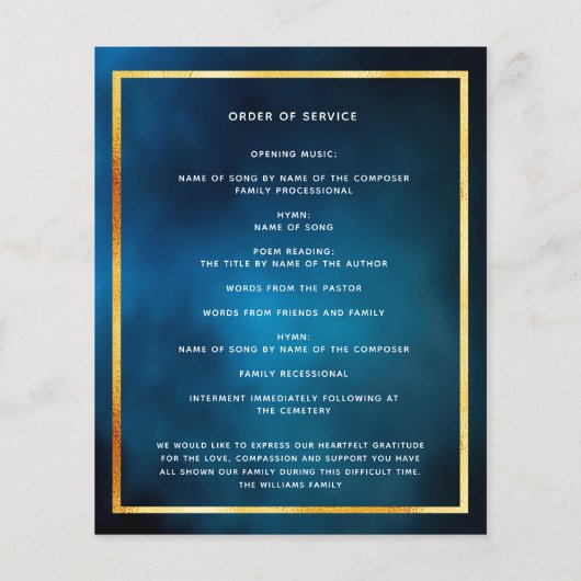 Beerdigungsprogramm "Blue Sky Foto" (Rückseite)