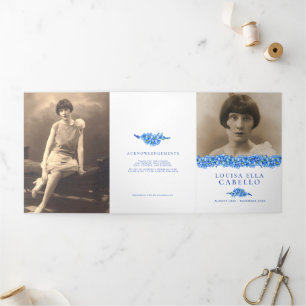 Beerdigungsprogramm Blue vergiss-me-not-Blume Dreifach-gefaltete Programmkarte