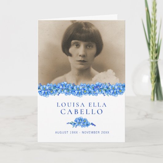 Beerdigungsprogramm Blue vergisst-nots-Fotos Programm (Vorderseite)