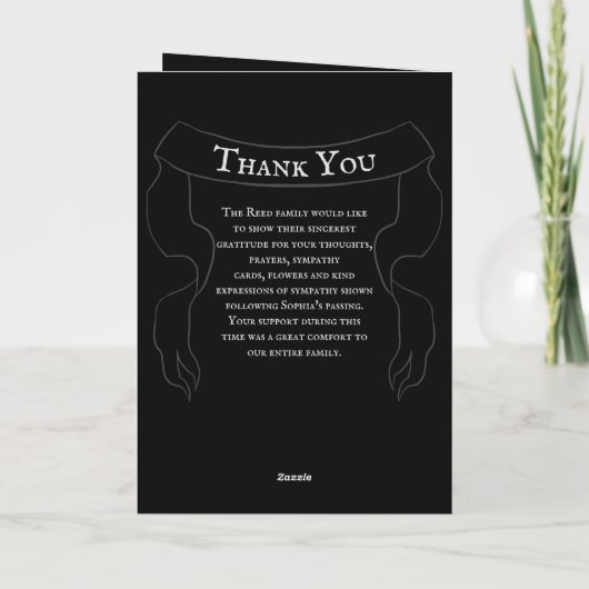 Beerdigungsprogramm Foto im barocken Kranz Dankeskarte (Rückseite)