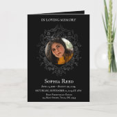 Beerdigungsprogramm Foto im barocken Kranz Dankeskarte (Vorderseite)