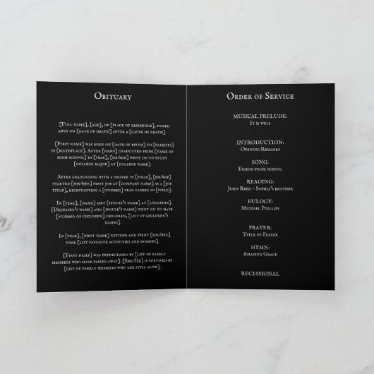 Beerdigungsprogramm Foto im barocken Kranz Dankeskarte (Innenseite)