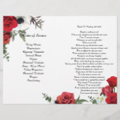 Beerdigungsprogramm für bifalte Rote Rosen Flyer (Hinten)