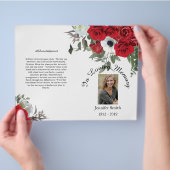 Beerdigungsprogramm für bifalte Rote Rosen Flyer (Hand)