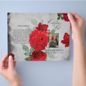 Beerdigungsprogramm für bifalte Rote Rosen Flyer (Hand)