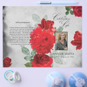 Beerdigungsprogramm für bifalte Rote Rosen Flyer (Einzeln)