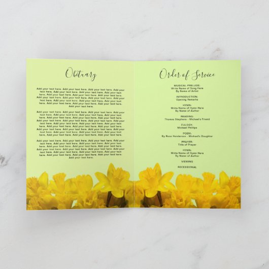 Beerdigungsprogramm für Daffodil | Moderner Dienst Programm (Innenseite)
