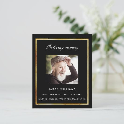 Beerdigungsprogramm für das Schwarze Foto (Stehend Vorderseite)