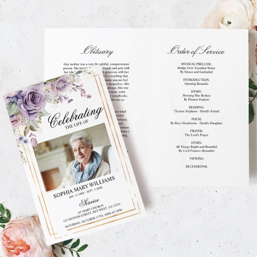 Beerdigungsprogramm für lila Beerdigung | Dienstpl